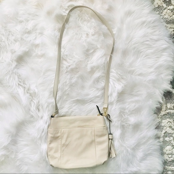 Tignanello Ivory Tassel Genuine Leather Crossbody - Picture 2 of 10